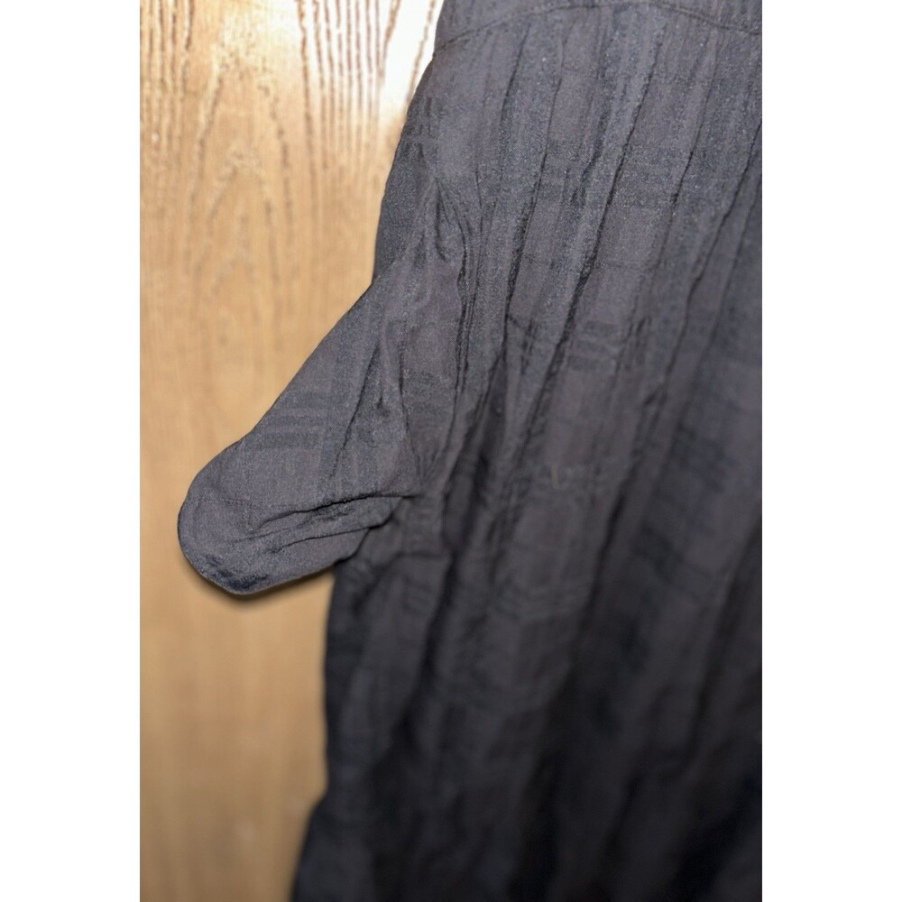 Women’s 2x Ophelia Roe Black Plaid Button-Front Midi Dress Puff Sleeve - Picture 11 of 11